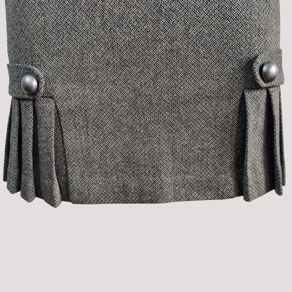 Vintage Y2K Banana Republic Tweed Side Pleats w Dome Buttons Pencil Skirt Sz 2 - Picture 6 of 8